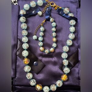 Handmade Moreno glass necklace and bracelet set